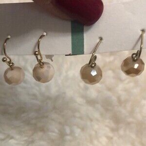 Brand New Set Of 2 Mahina Hawaii Boutique Mini Dainty Dangling Ball Earrings